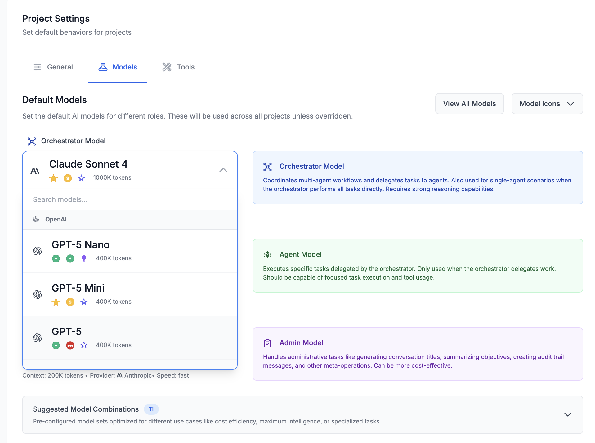 Model Selection Interface