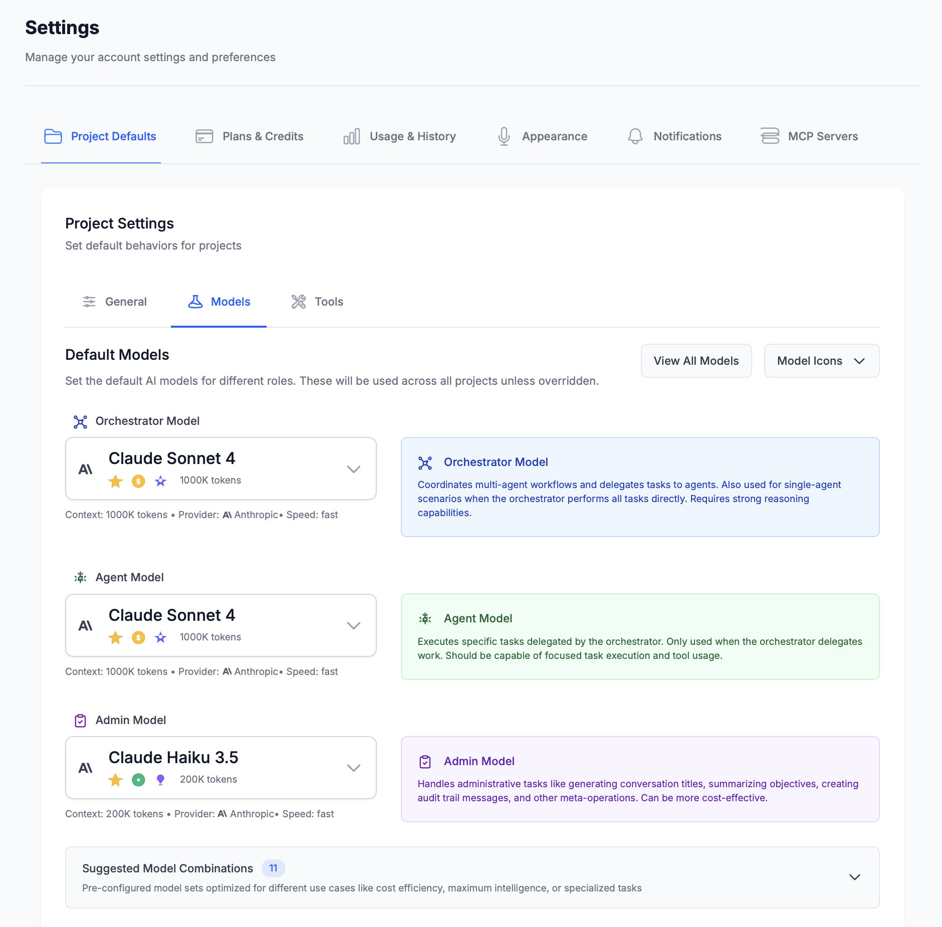 Default Models Configuration